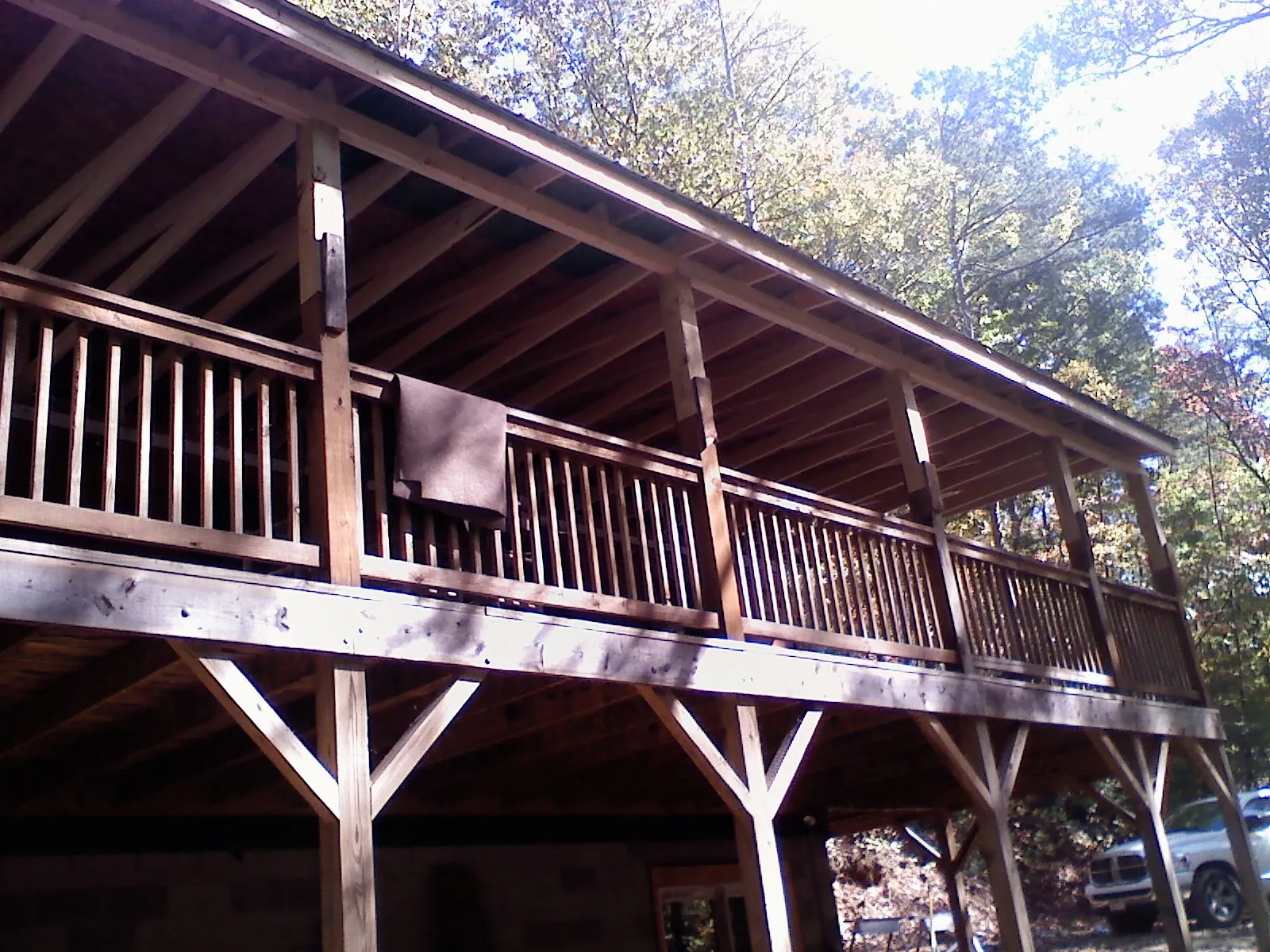 Timber framing under a new elevated porch and deck — Roof Leak Repair in Elberton by Roofing Brothers